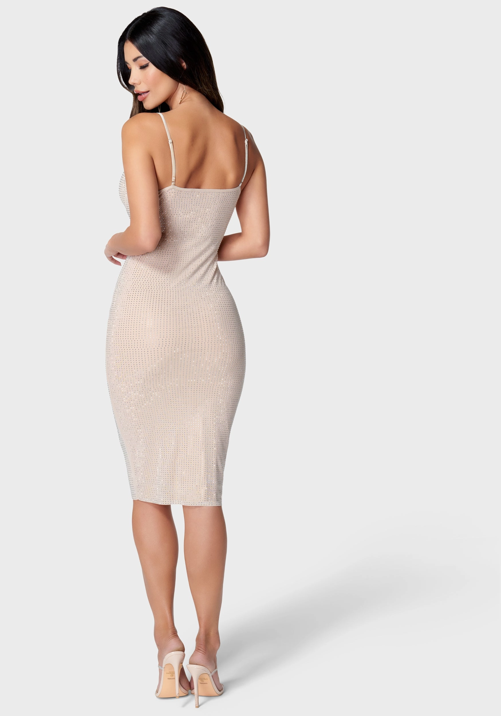 Sparkle Square Neck Midi Dress Breezy Fit Clean Aesthetic