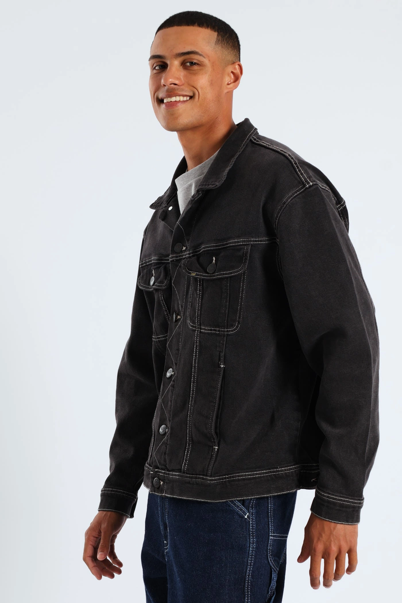 Rider Denim Jacket - Black Tear Resistant Fabric Taped Seam Construction