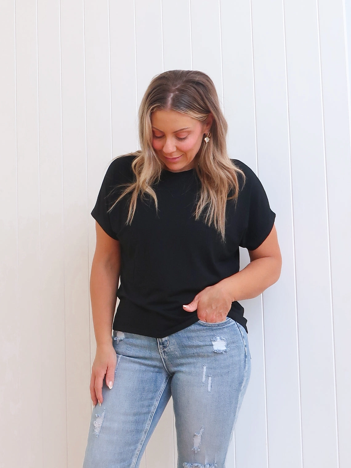 Riley Tee - Black Heather Effect Finish Office Look