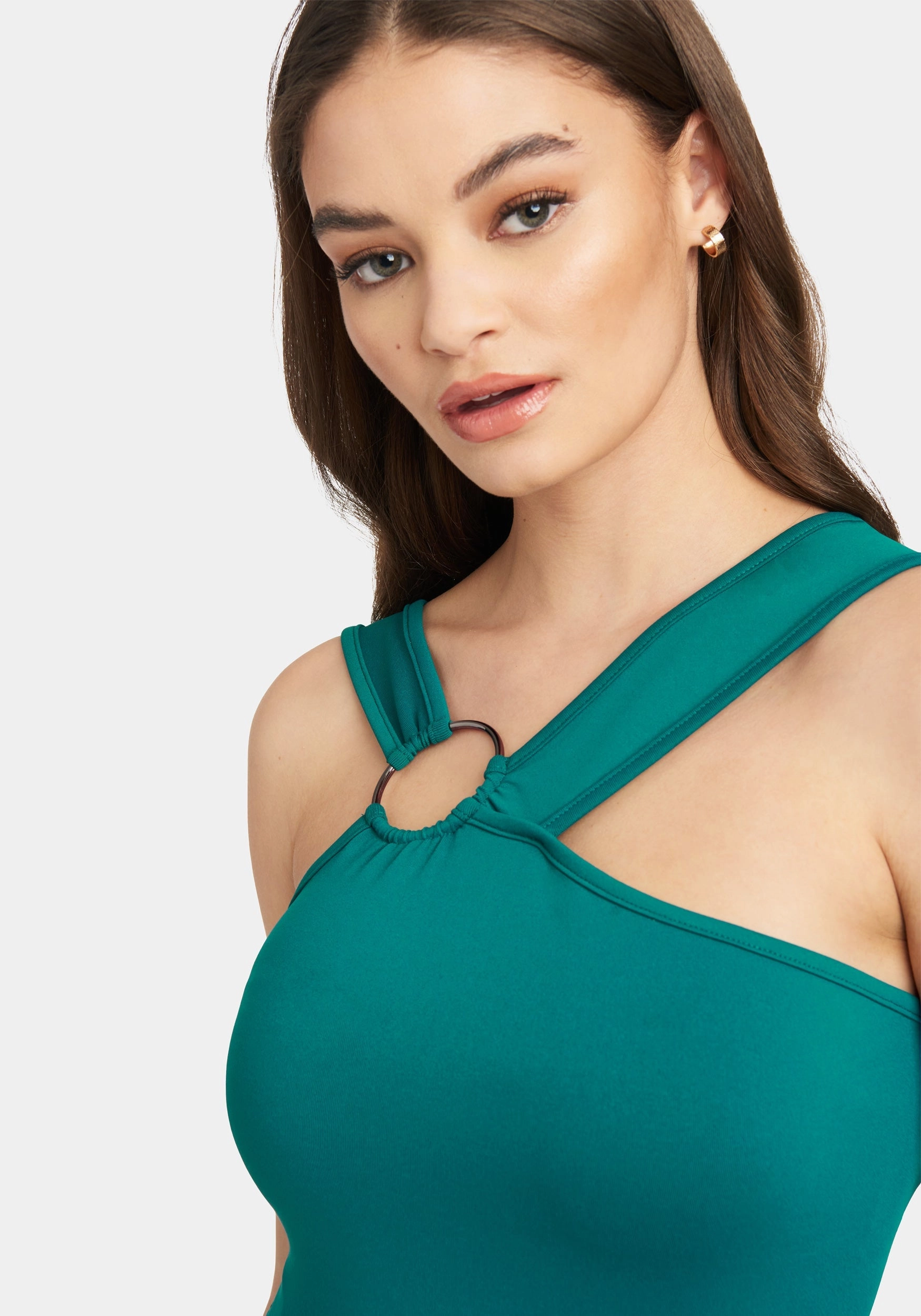 Ring Detail Asymmetrical Strappy Dress Nature Glow Free Step