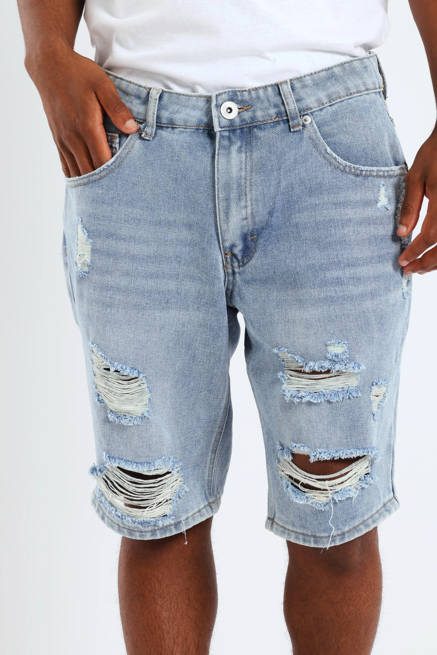 Rip & Repair Denim Shorts - Light Wash Weekend Style education industry plus-size choice
