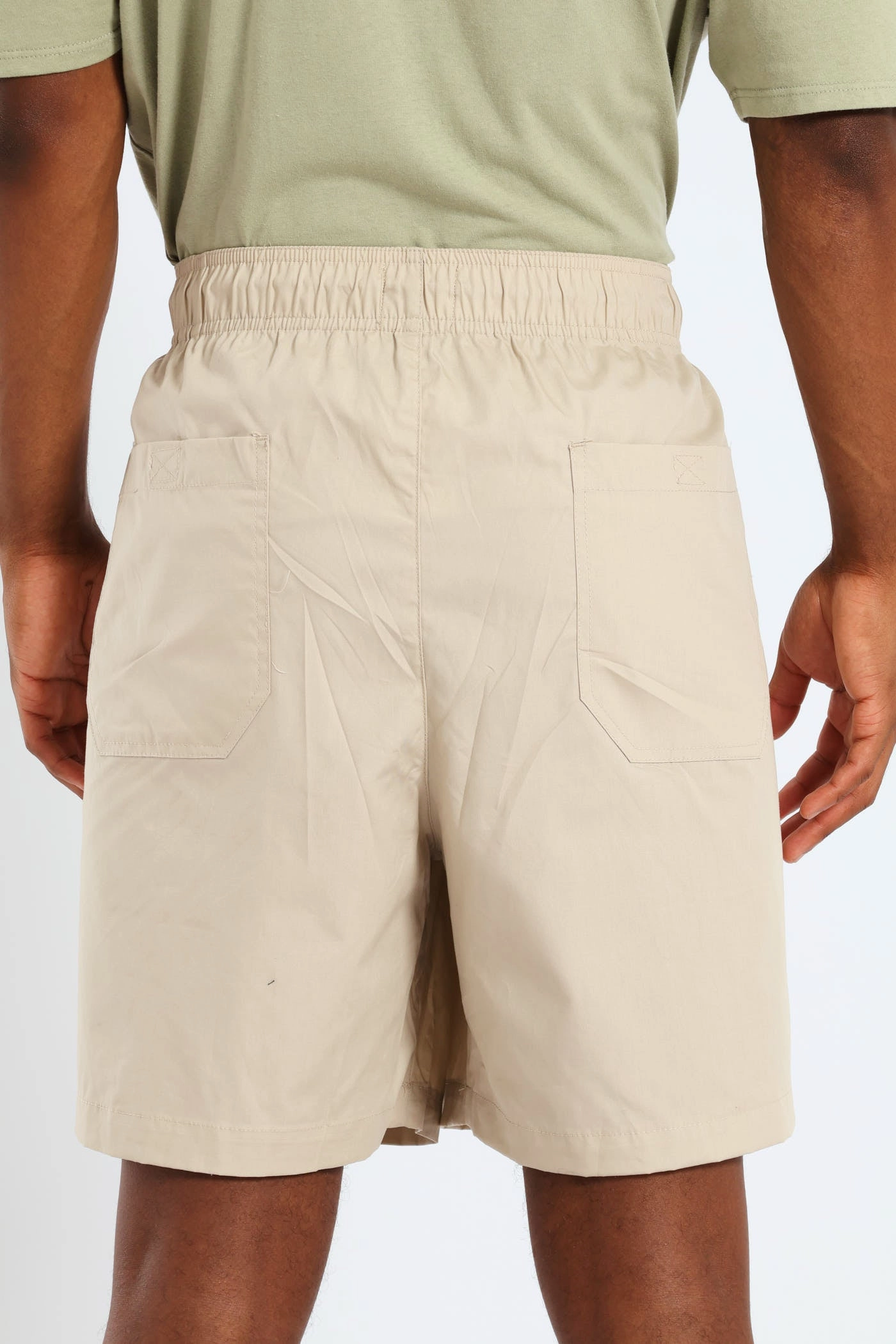 Practical Wear Ripstop Weave Basic Beach Shorts - Stone