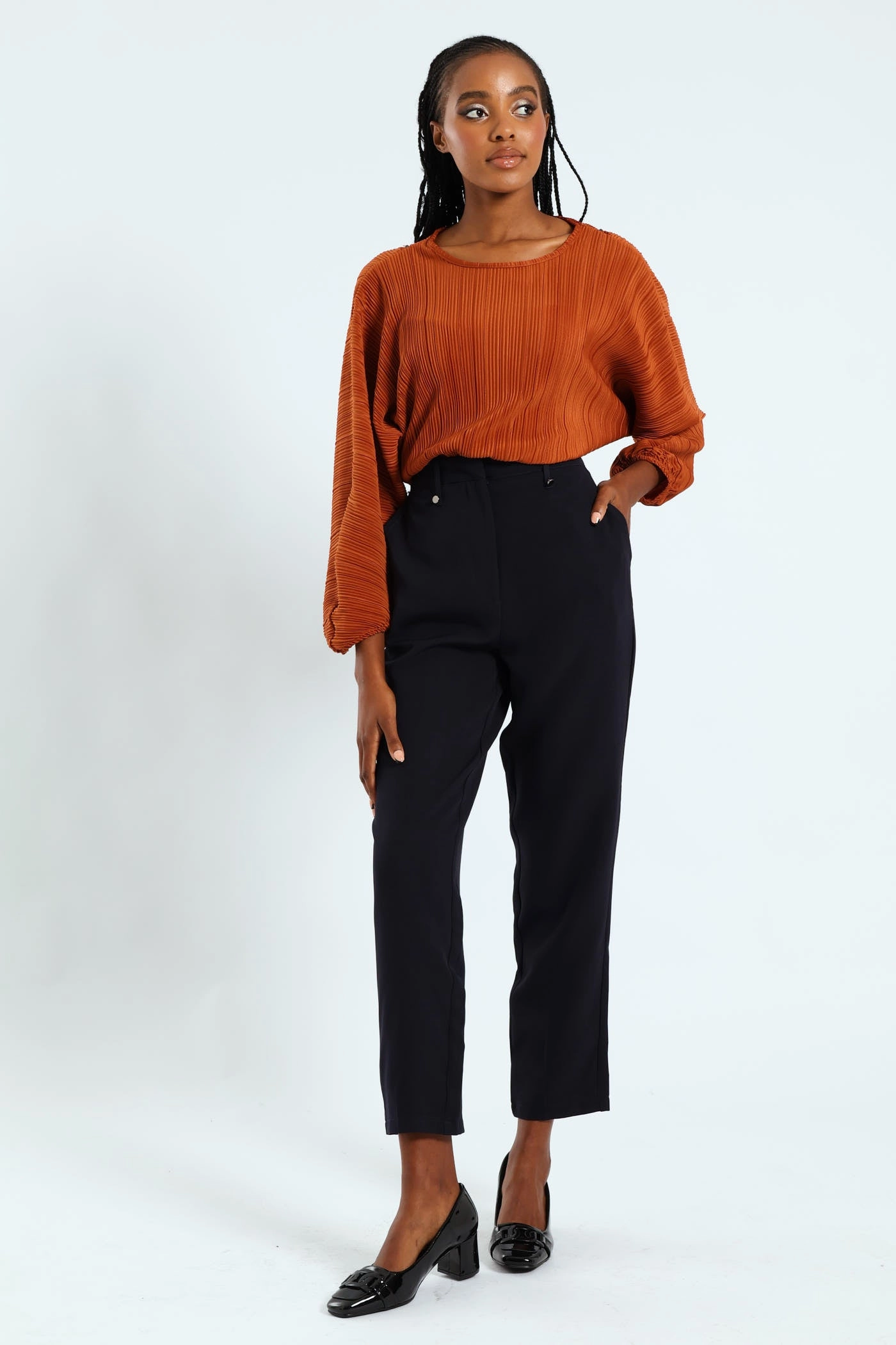 Breathable activewear Rivet Detail Slim Leg Pants - Navy