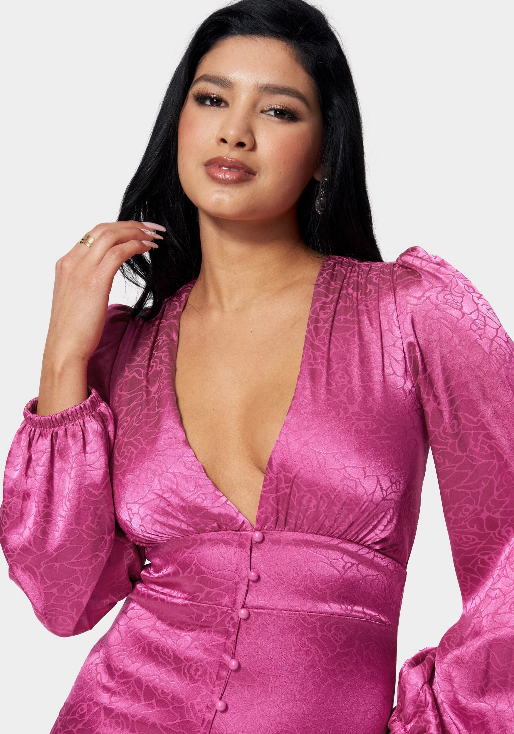 Satin Button Up Jacquard Mini Dress Cool Finish Artistic Edge