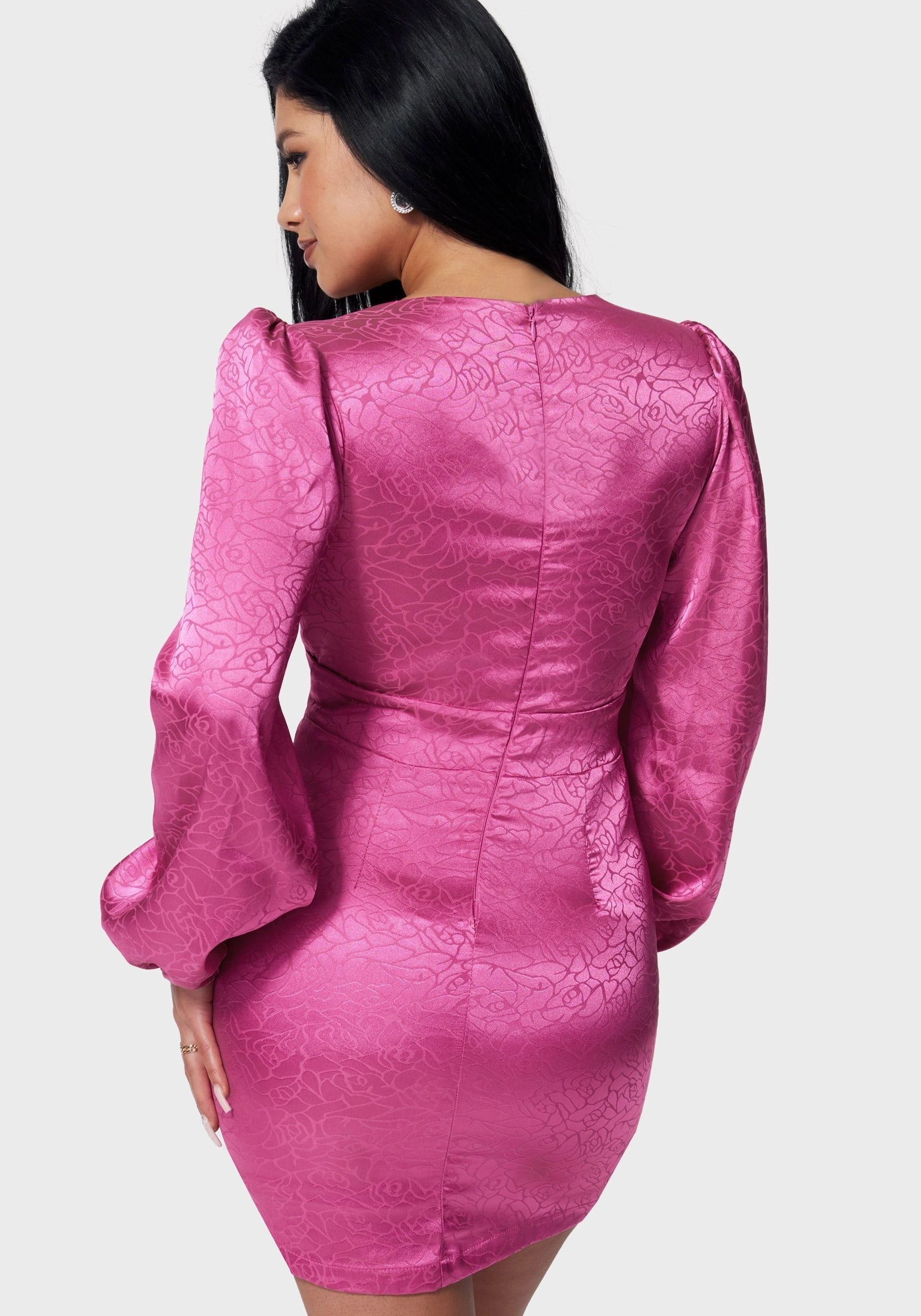 Lounge Cut Style Vibes Satin Button Up Jacquard Mini Dress