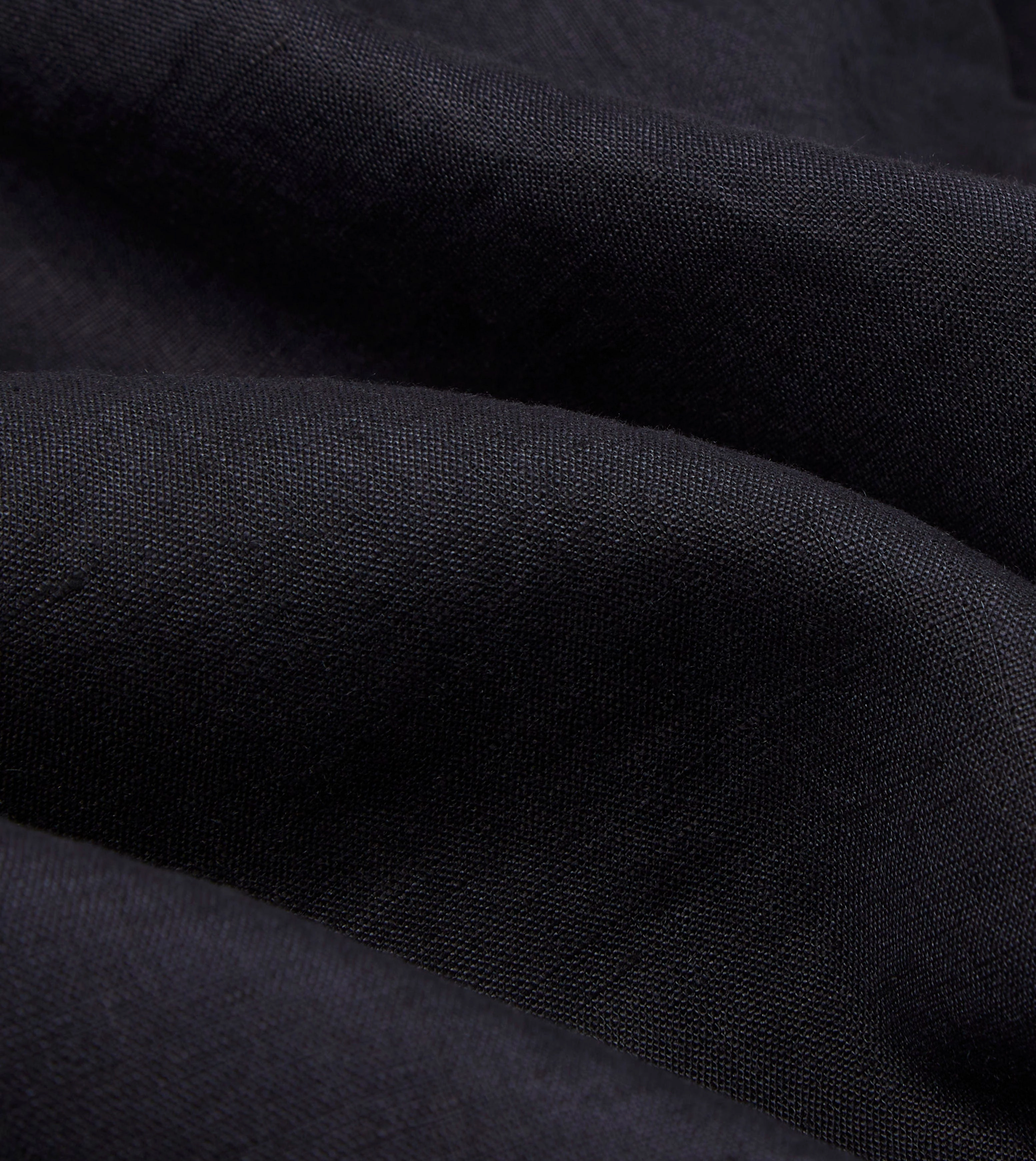 Dark Navy Linen Spread Collar Shirt Stretchable Fabric Twill Weave