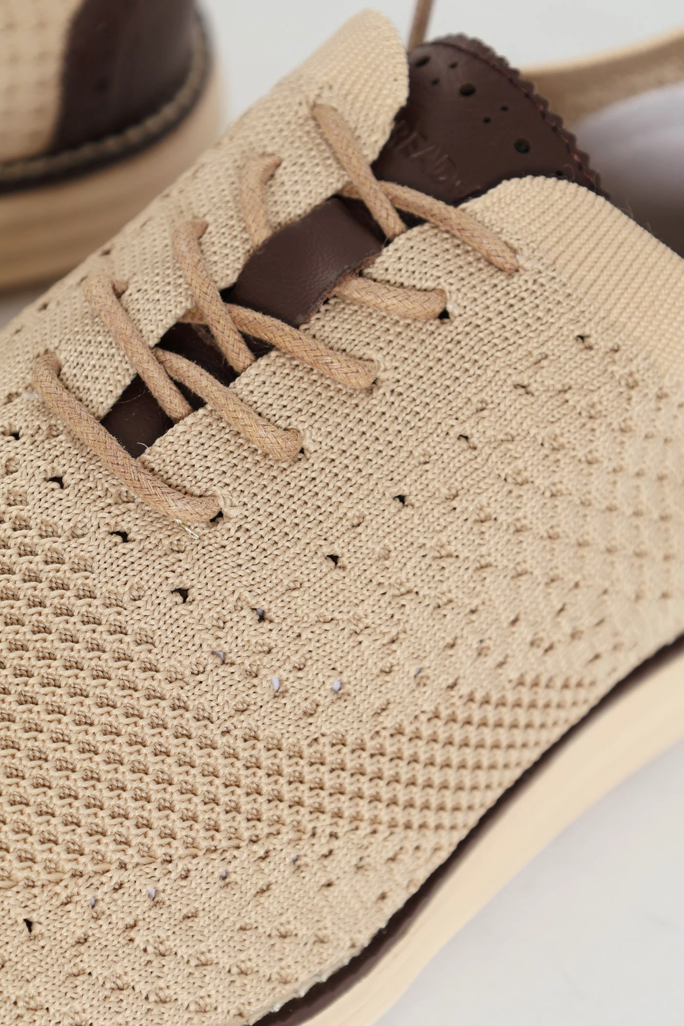 elegant tone synthetic material Flye Knit Smart Casual Lace Up Shoe - Stone