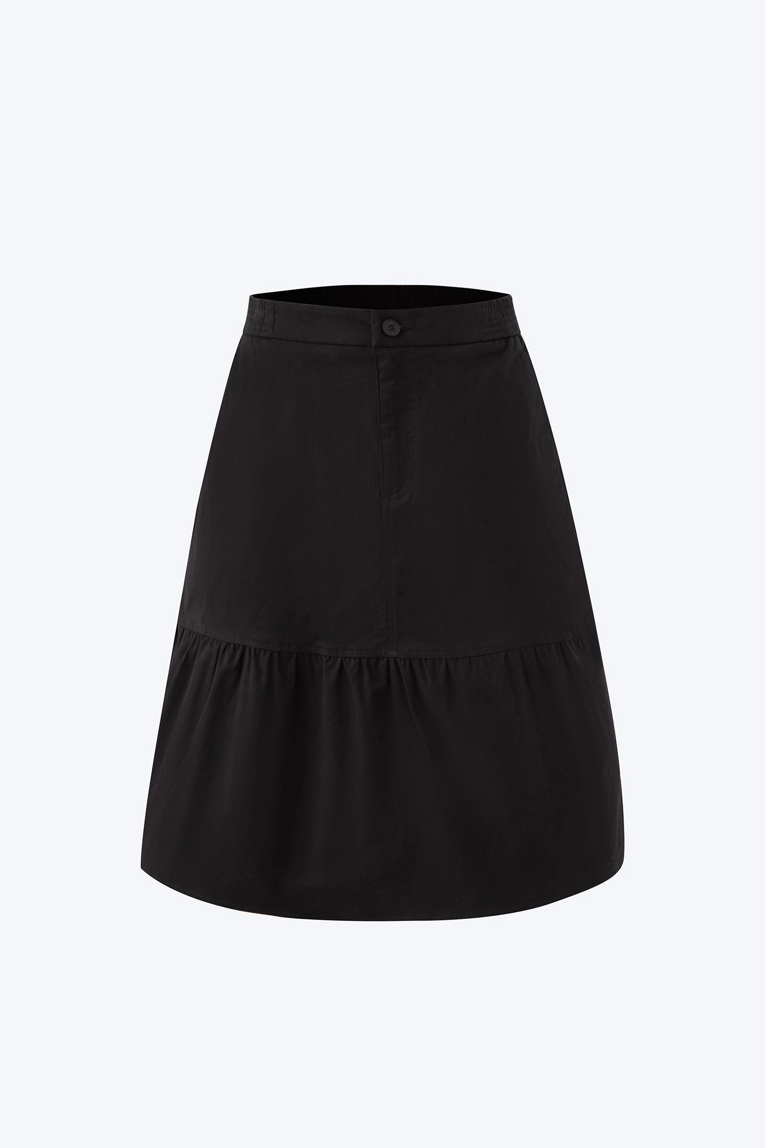 Adjustable drawstring A line Ruffle Hem Skirt - Black