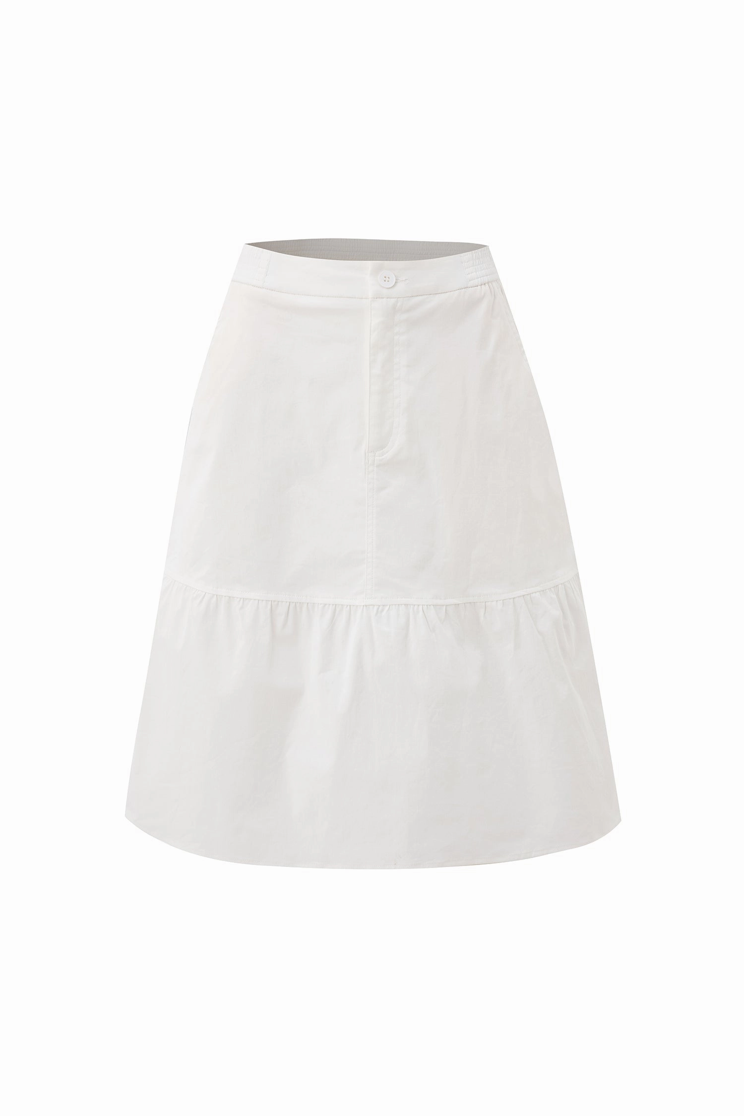 Clean Cut Ruffle Hem Skirt - Cream