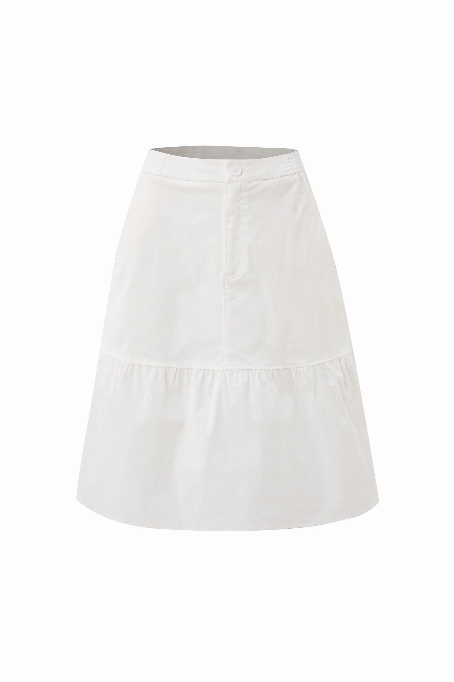 Ruffle Hem Skirt - Cream Easy Fashion elastic waistband