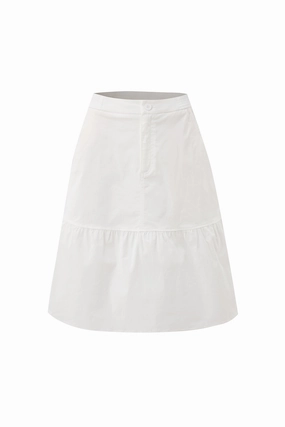Exclusive Drop Ruffle Hem Skirt - Cream
