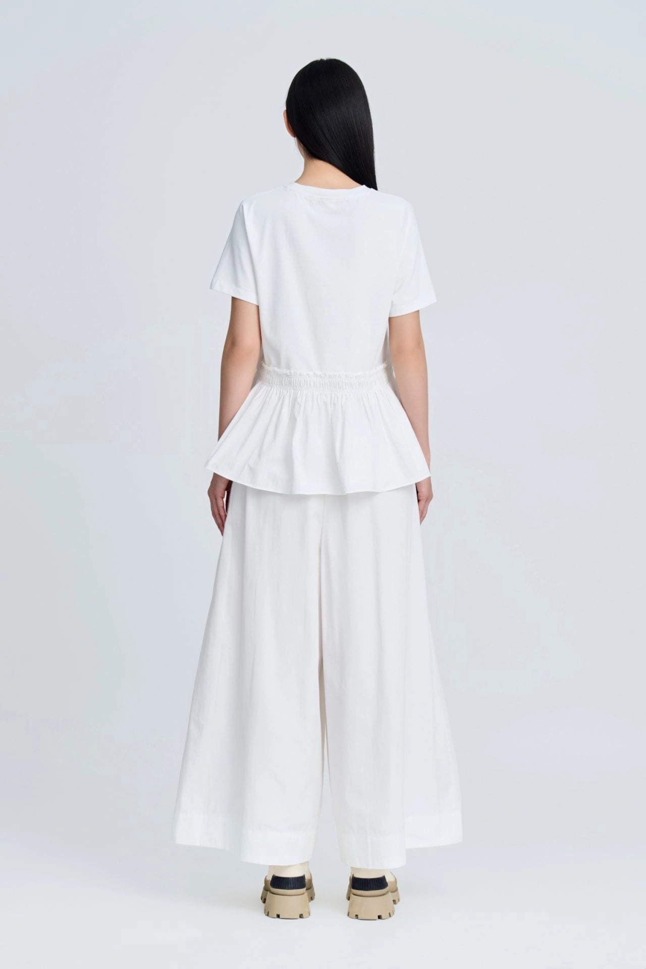 Compact Stitch Pattern Teenager coolness Ruffle Hem Tee [AT]