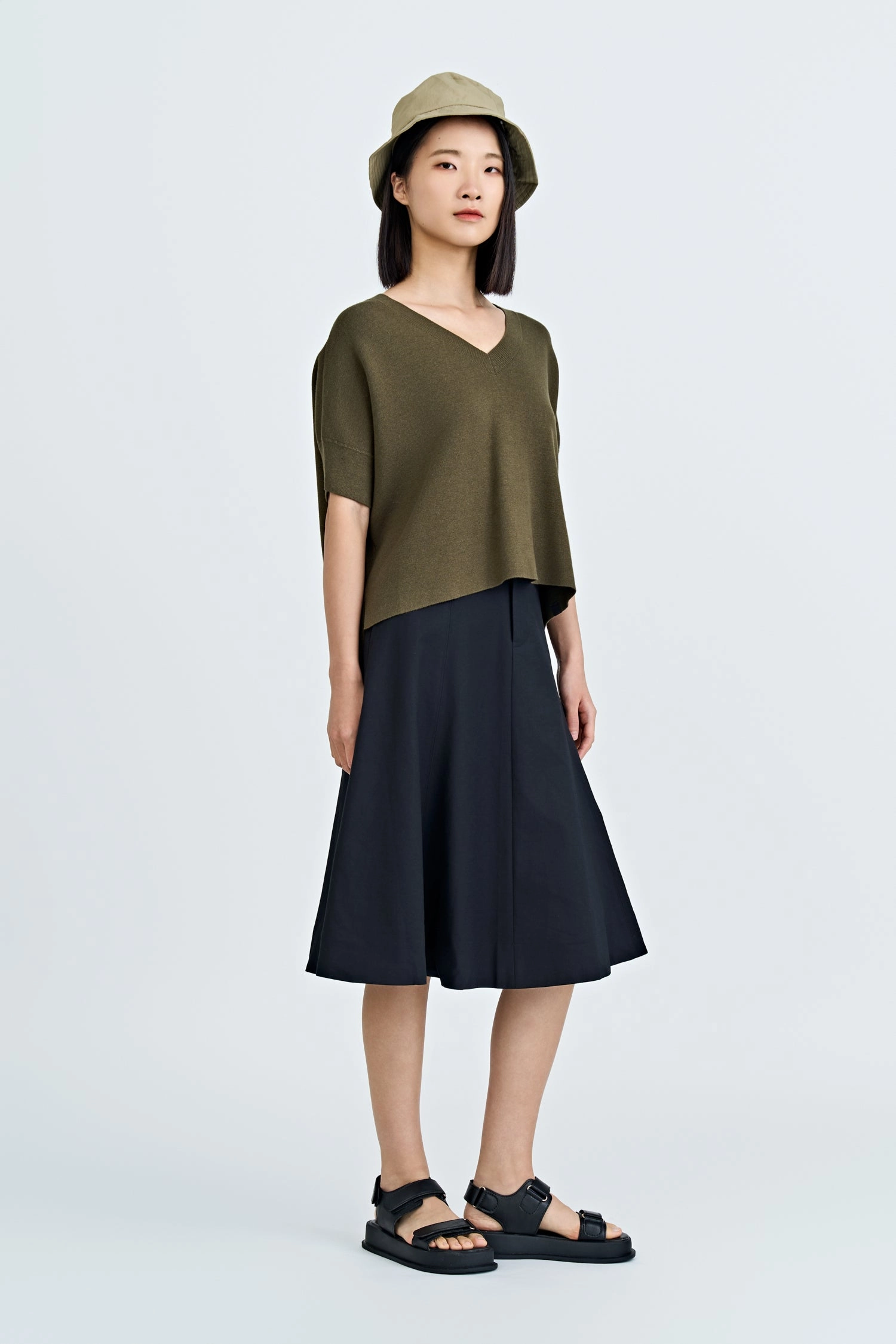 Emerging Designer Panelled A-Line Skirt - Black