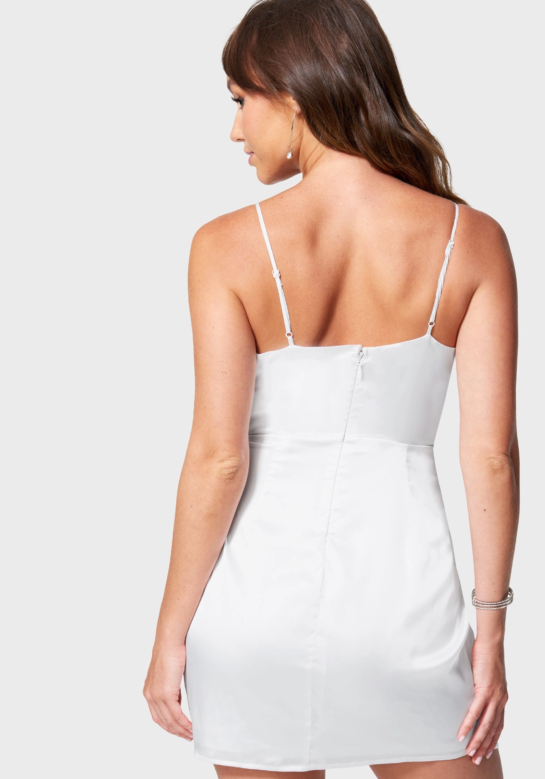 Shine Soft Satin Surplice Mini Dress