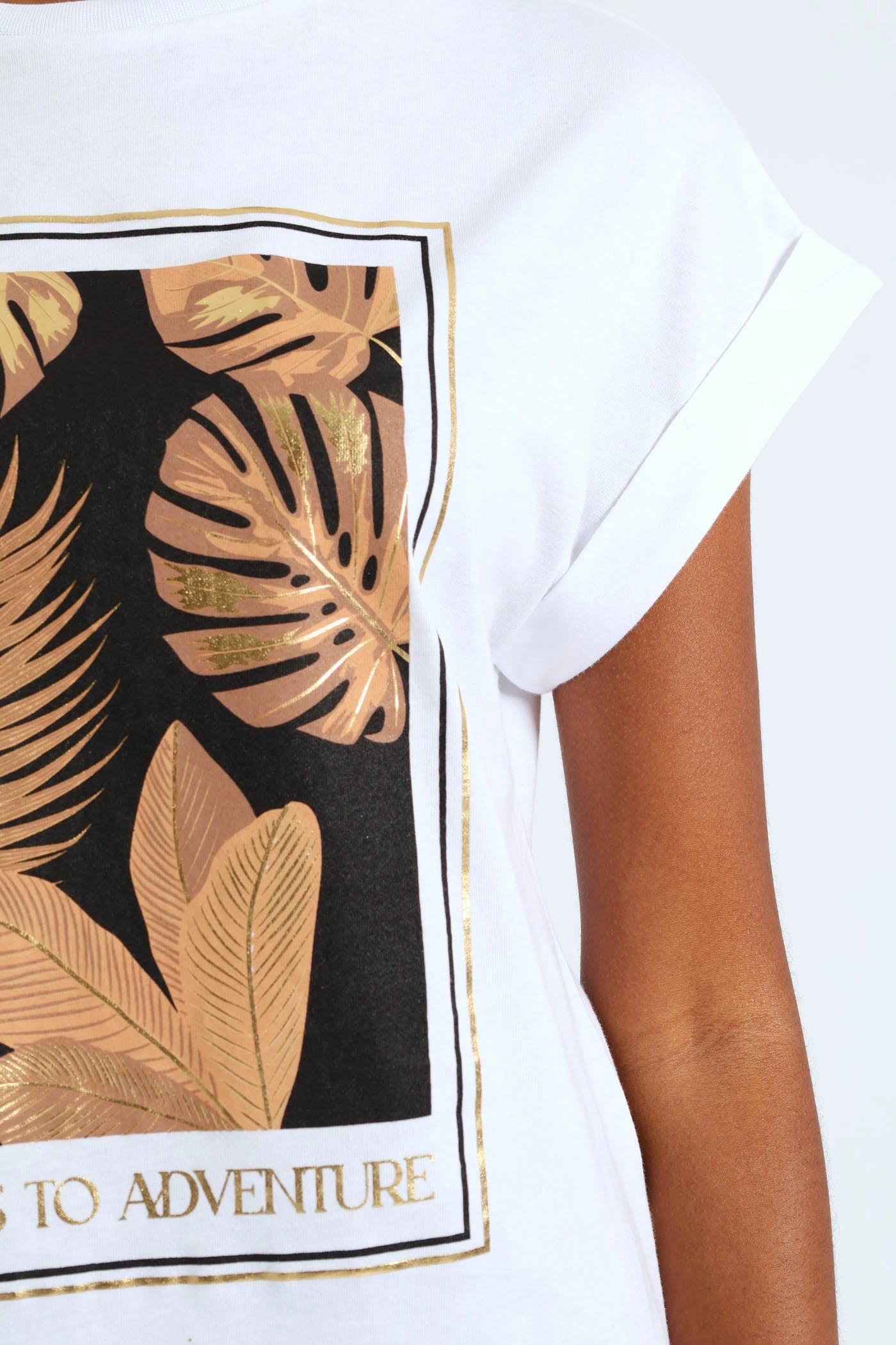 Low Profile Waistband Integration Say Yes To Adventure Palm Foil Muscle Tee - White