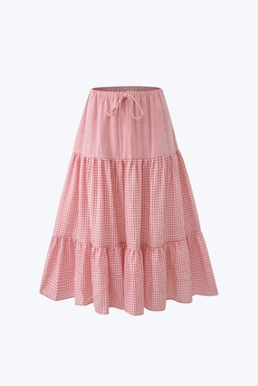 Limited Edition Quick Fit Checkered Tier Skirt - Checkered Blush