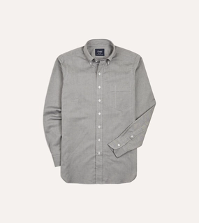 Grey Pinpoint Oxford Cotton Cloth Button-Down Shirt Weekend Style Zip Front