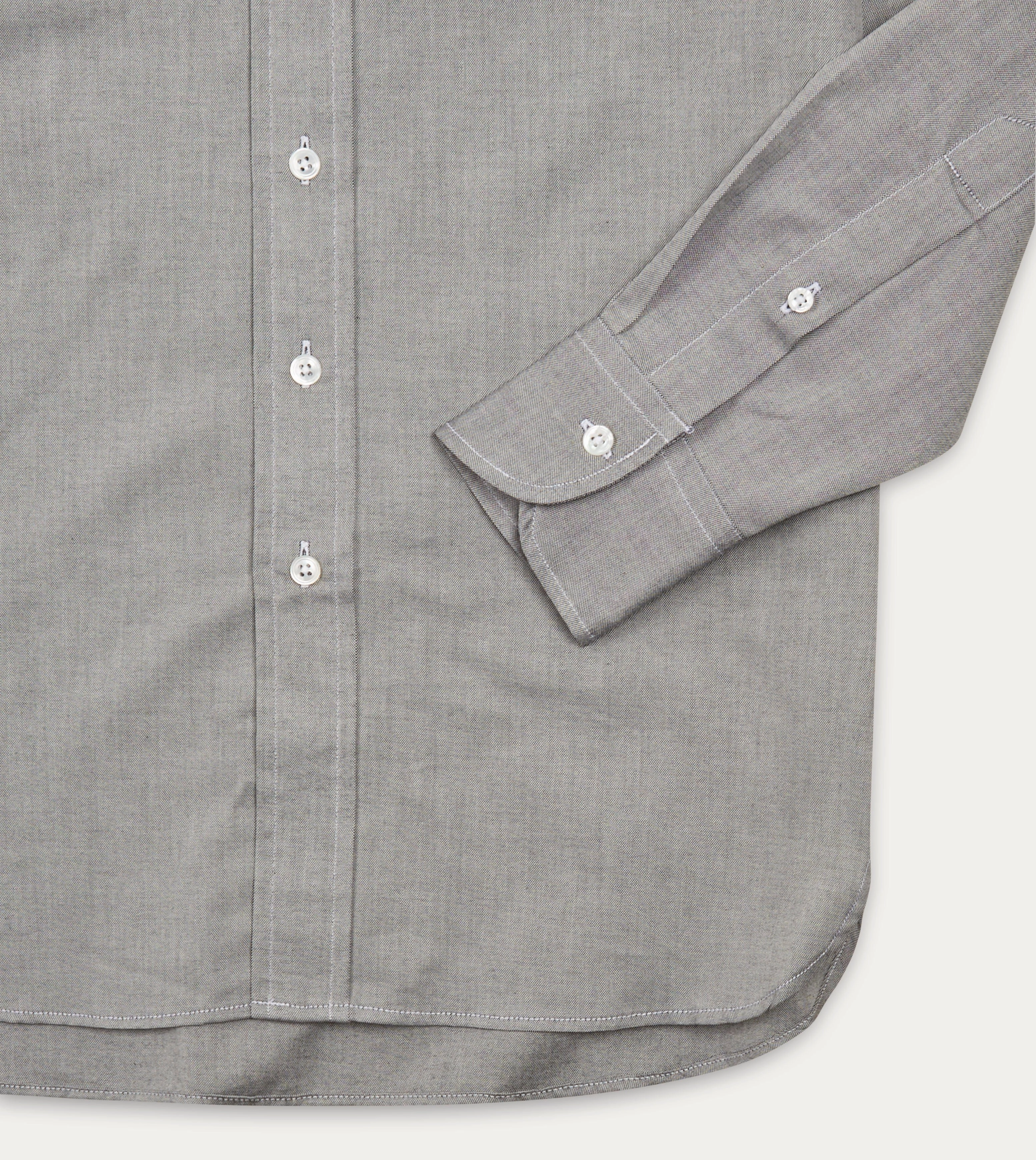High-End Fabric Grey Pinpoint Oxford Cotton Cloth Button-Down Shirt