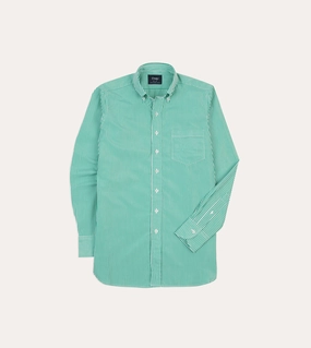 Night Out Green Narrow Stripe Cotton Poplin Button-Down Shirt