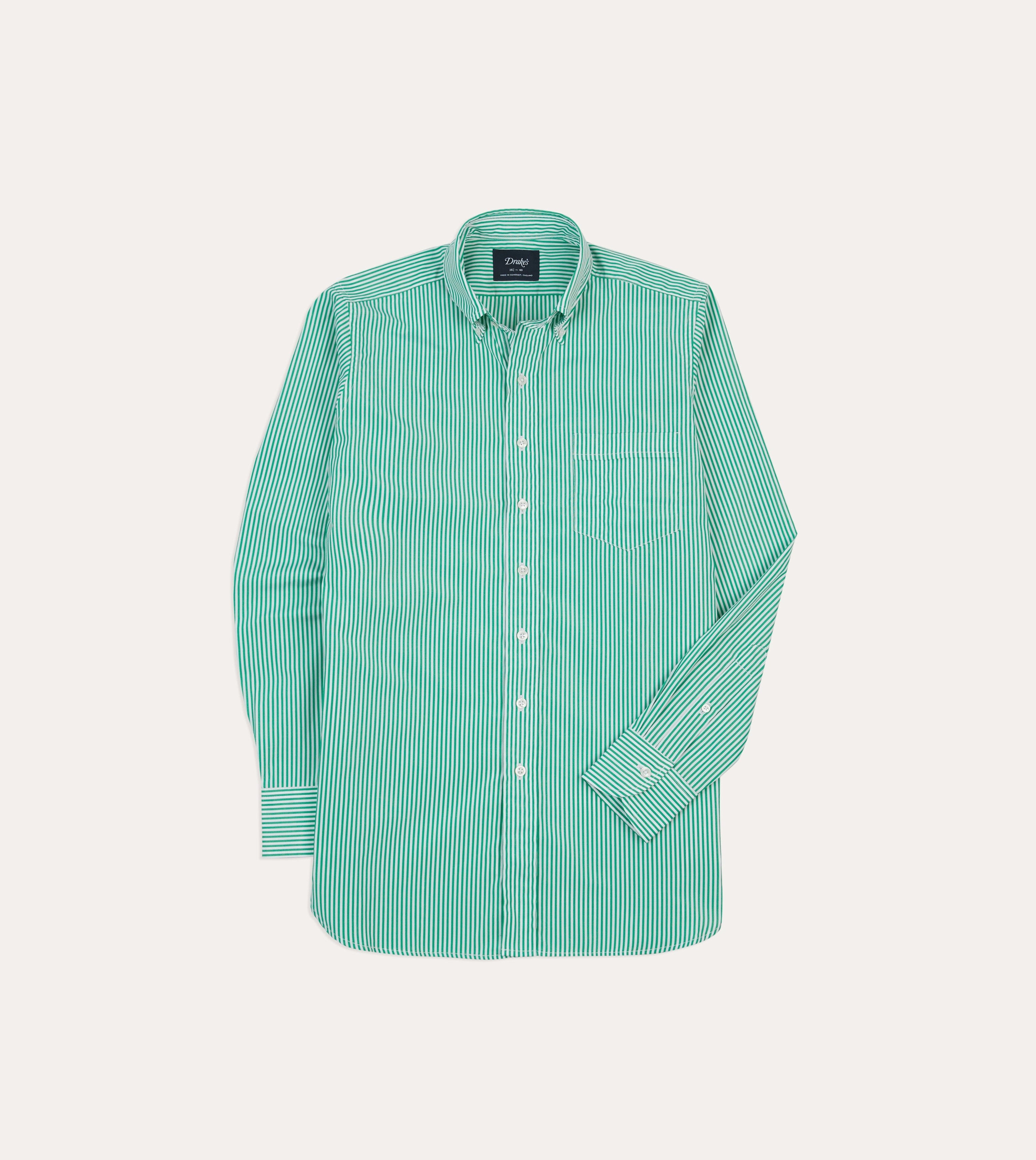 Night Out Green Narrow Stripe Cotton Poplin Button-Down Shirt