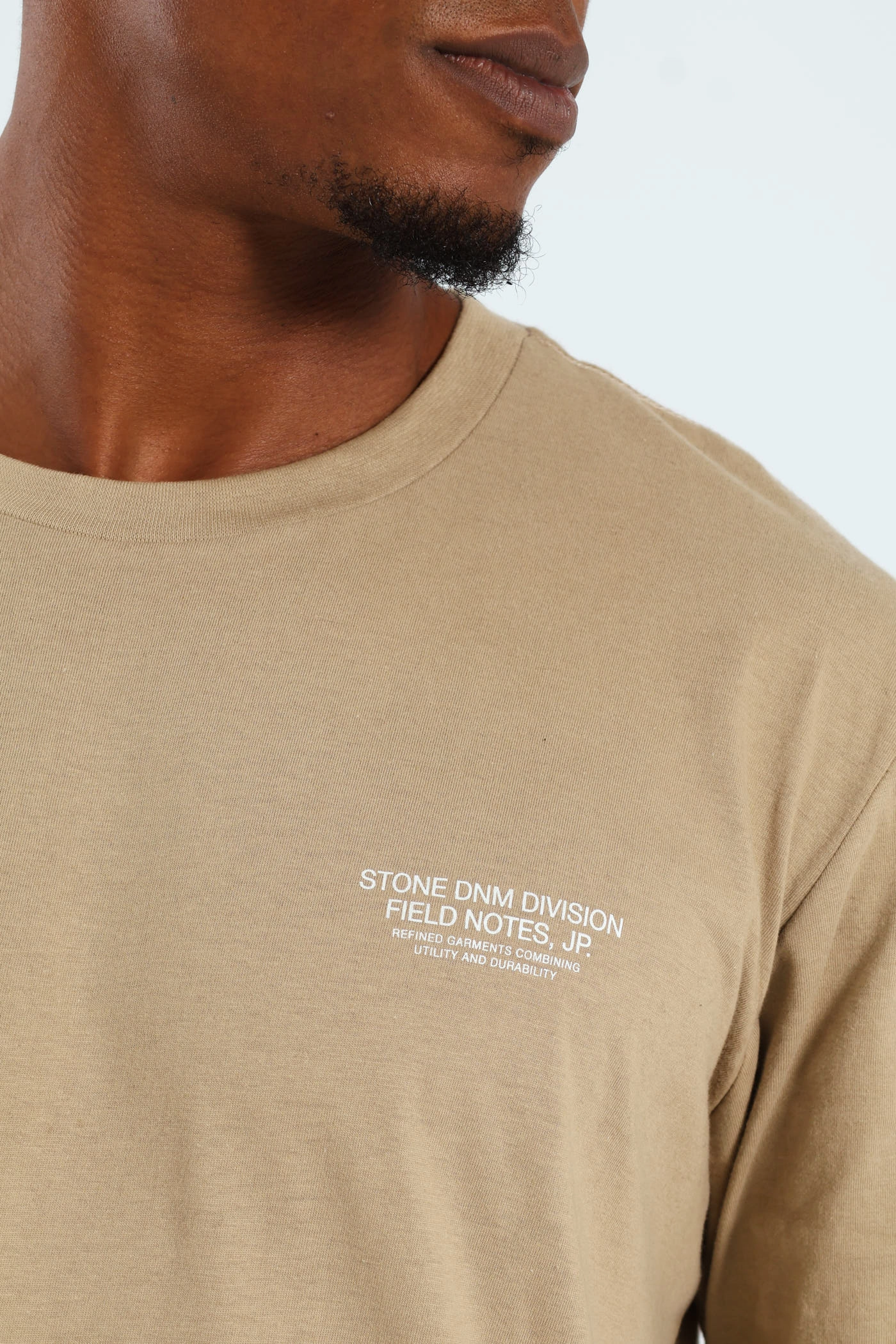 Mt Fuji Field Notes Front & Back Tee - Taupe Solid color purity