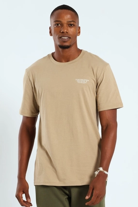 Mt Fuji Field Notes Front & Back Tee - Taupe Oversized Cut Cozy Layering