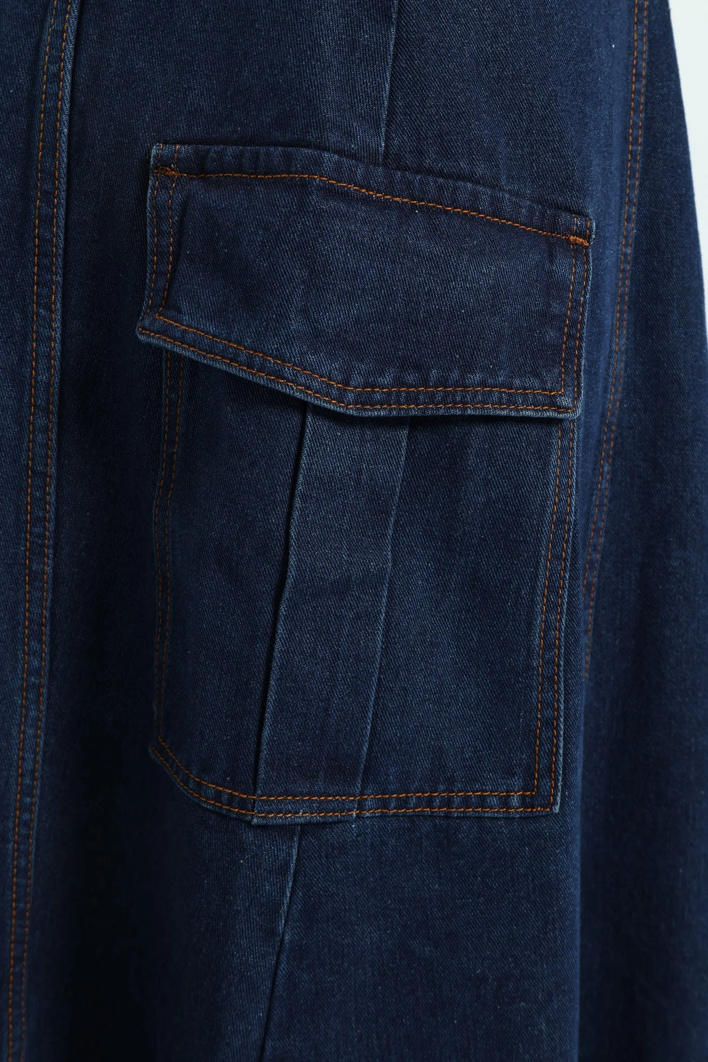 Self Belt Denim Wrap Cargo Pocket Maxi Skirt - Dark Wash music concert Glamorous Appeal