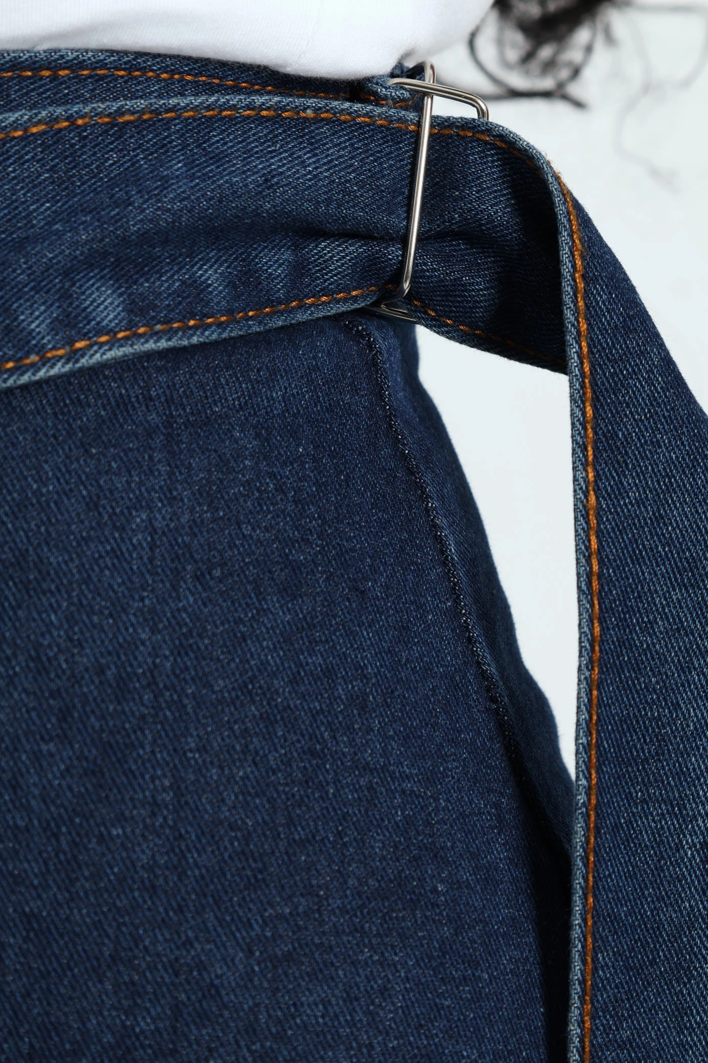 Handmade Item Fashion Forward Self Belt Denim Wrap Cargo Pocket Maxi Skirt - Dark Wash