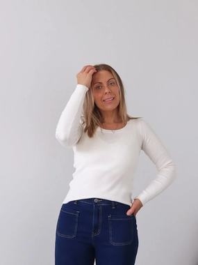 Selma Knit Top - Vanilla Light Reflective Trim Fade Resistant Dyeing