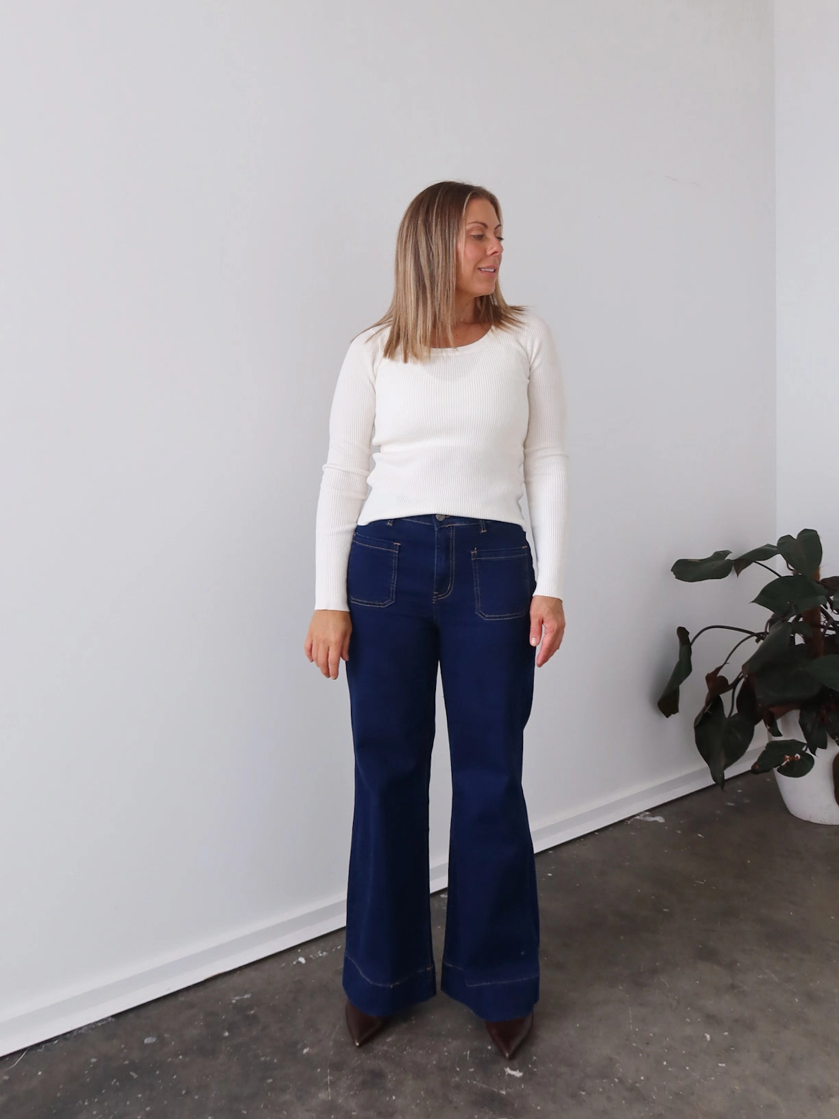 High End Buttoned Selma Knit Top - Vanilla