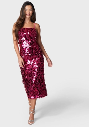 Summer Friendly Perfect For Any Occasion Sequin Midi Dress