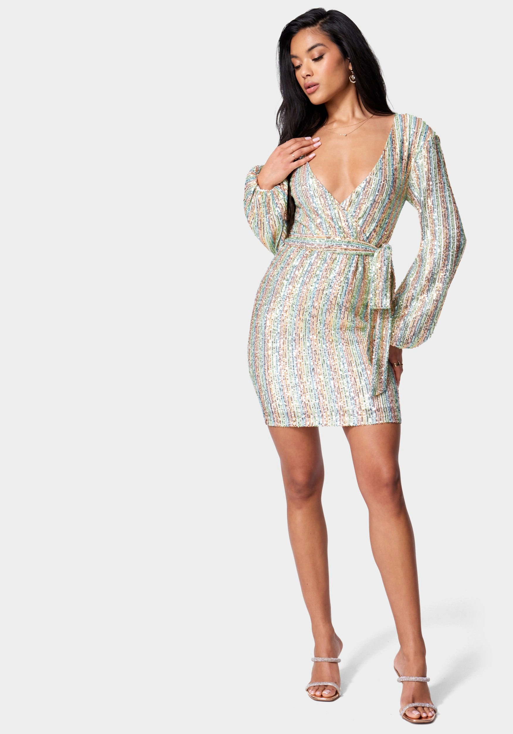 Emerging-Brand Trendy Vibe Sequin Tie Front Dress
