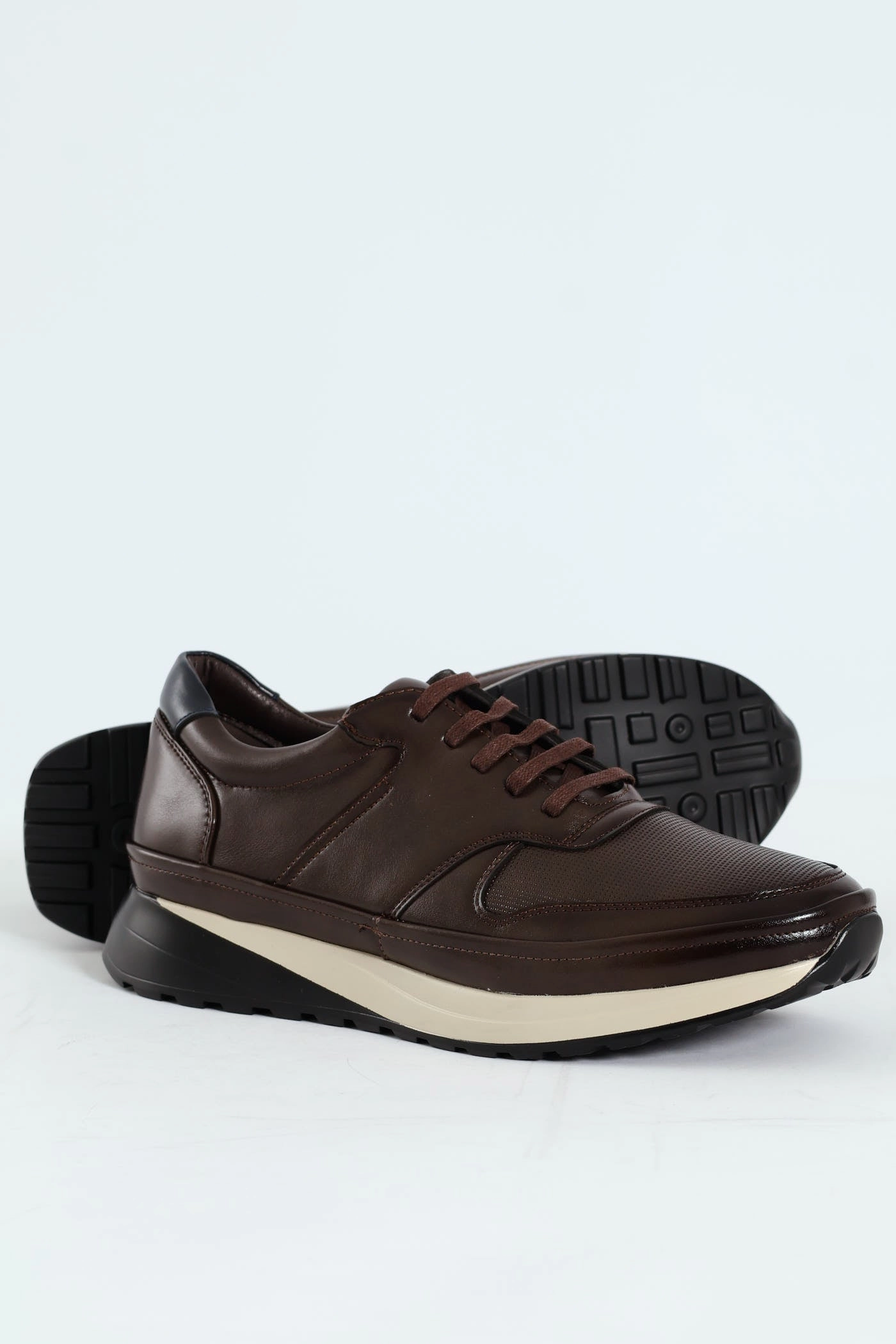 Mobility Fit Crisp Details Pin Punched Detail Panelled Smart Casual Shoe - Chocolate