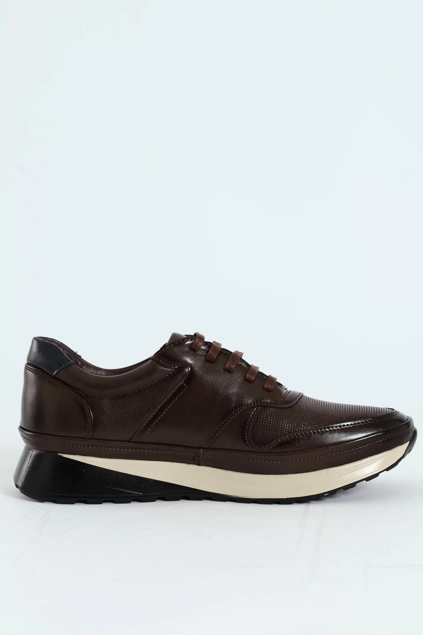 Meeting Attire Orthotic Friendly Design Pin Punched Detail Panelled Smart Casual Shoe - Chocolate