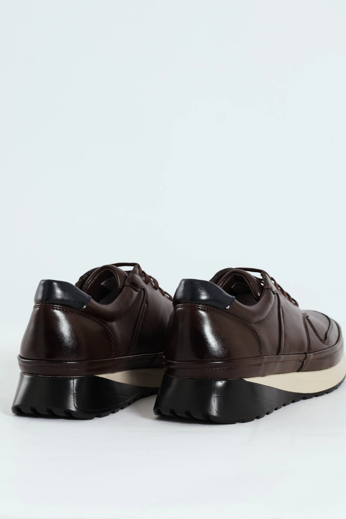 Stable Structure Pop Tone Pin Punched Detail Panelled Smart Casual Shoe - Chocolate