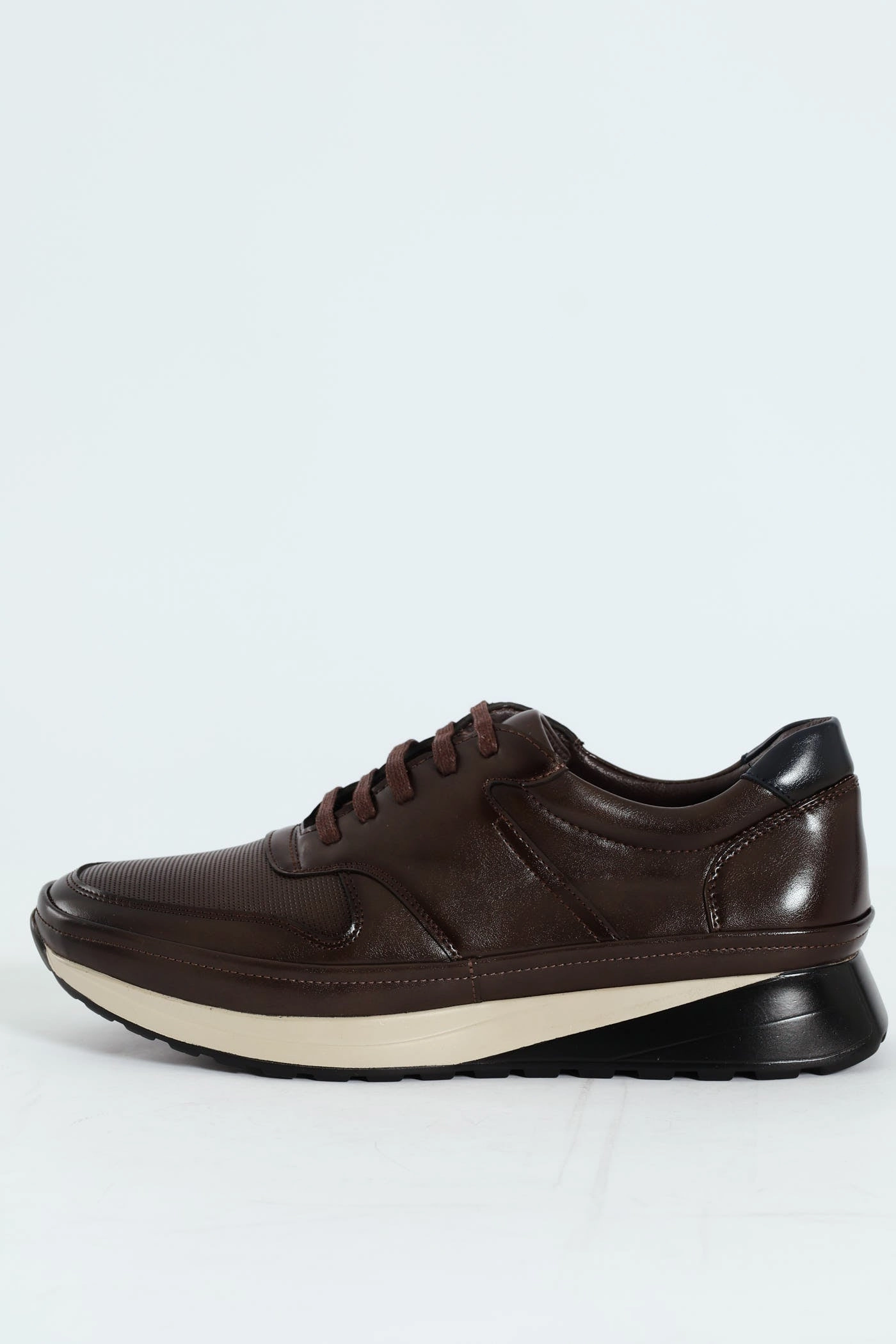 Moisture Wicking Lining Pin Punched Detail Panelled Smart Casual Shoe - Chocolate