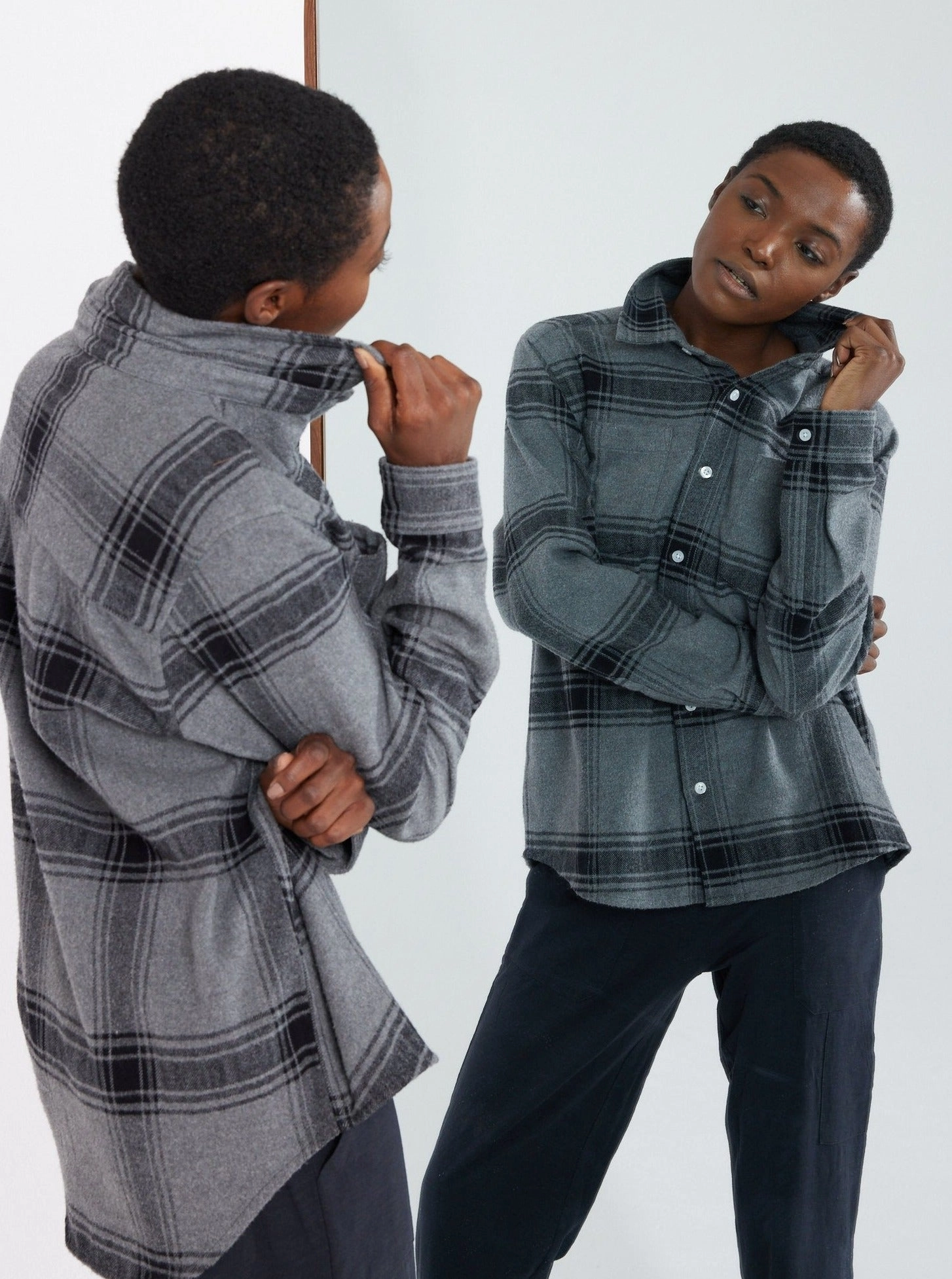 Reflective Trim UltraSoft Lining Shiloh Unisex Flannel - Grey