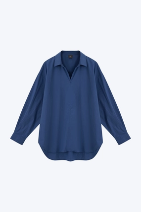 Relaxed Pullover Shirt - Blue Pilling Resistant Finish Multi Purpose Wear