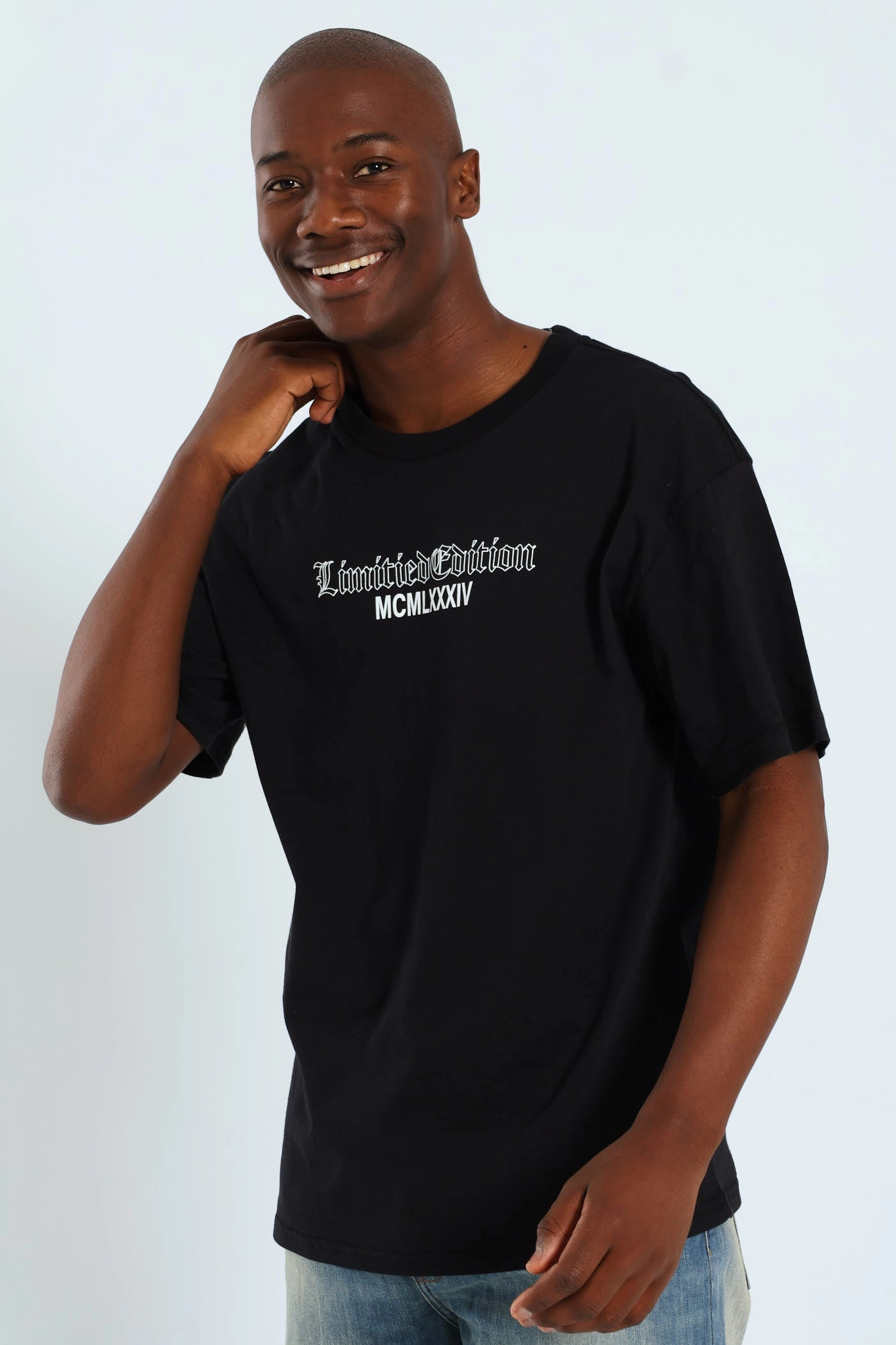 Durable Colorfast Finish Short Sleeve Back Print Tee - Black