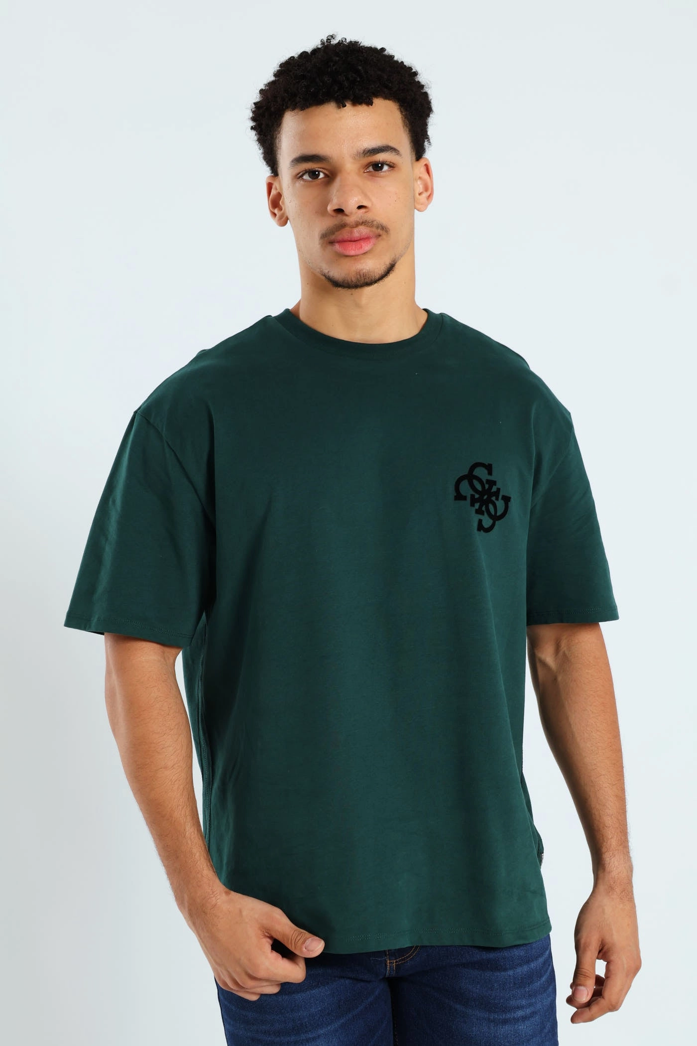 Short Sleeve Basic Bandana Applique Tee - Forest Green Fresh and Cool Fashion-Forward Look