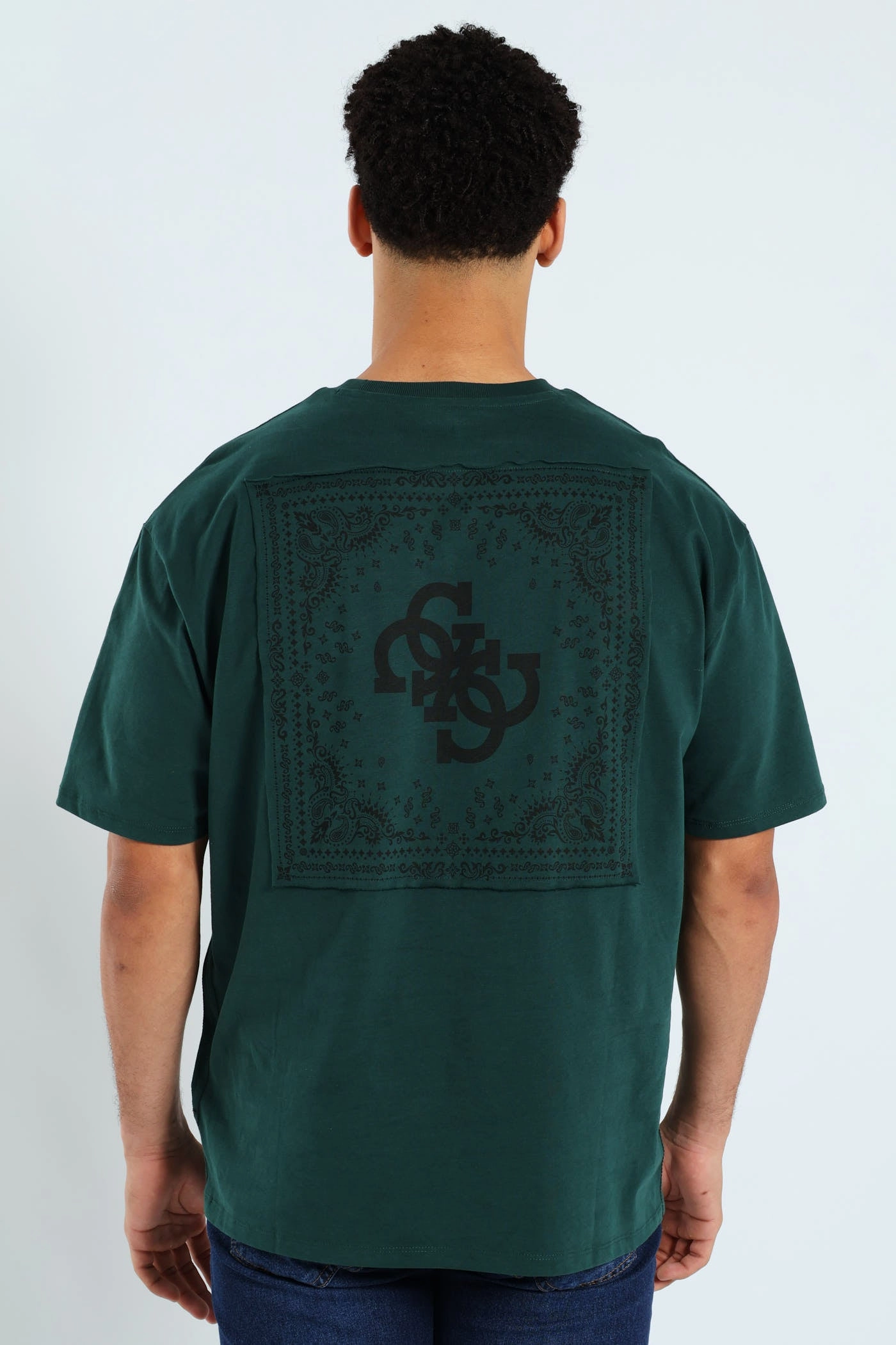 Short Sleeve Basic Bandana Applique Tee - Forest Green Seasonal Comfort easy to pair