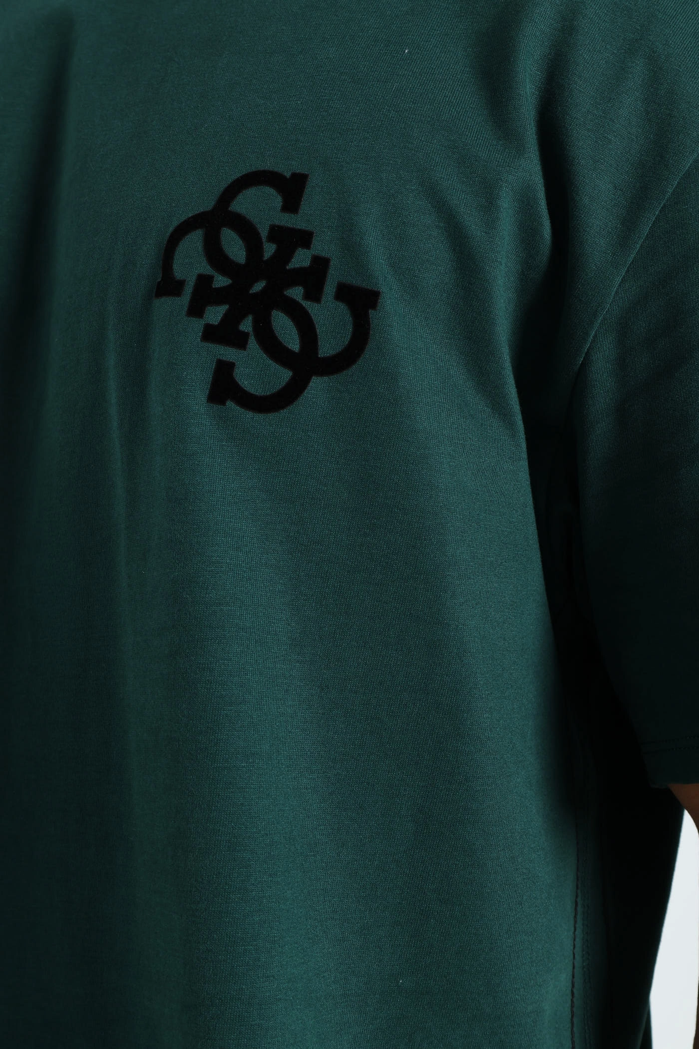 Short Sleeve Basic Bandana Applique Tee - Forest Green Easy Care Fabric Wrinkle Resistant