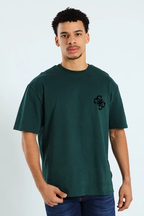 Short Sleeve Basic Bandana Applique Tee - Forest Green Fresh and Cool Fashion-Forward Look