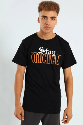 Short Sleeve Basic Print Tee - Black Airflow Ventilation System