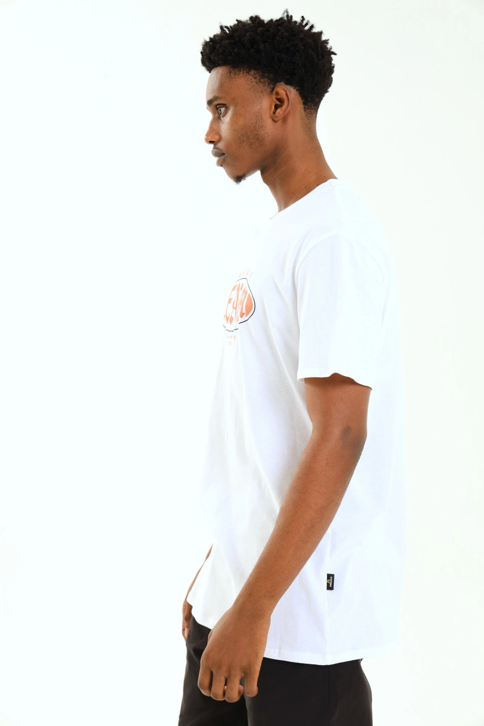 Short Sleeve Basic Print Tee - White Comfortable Layer