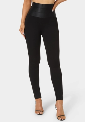 Satiny High Waist Leggings Reinforced-stitching Full-length-design-attribute
