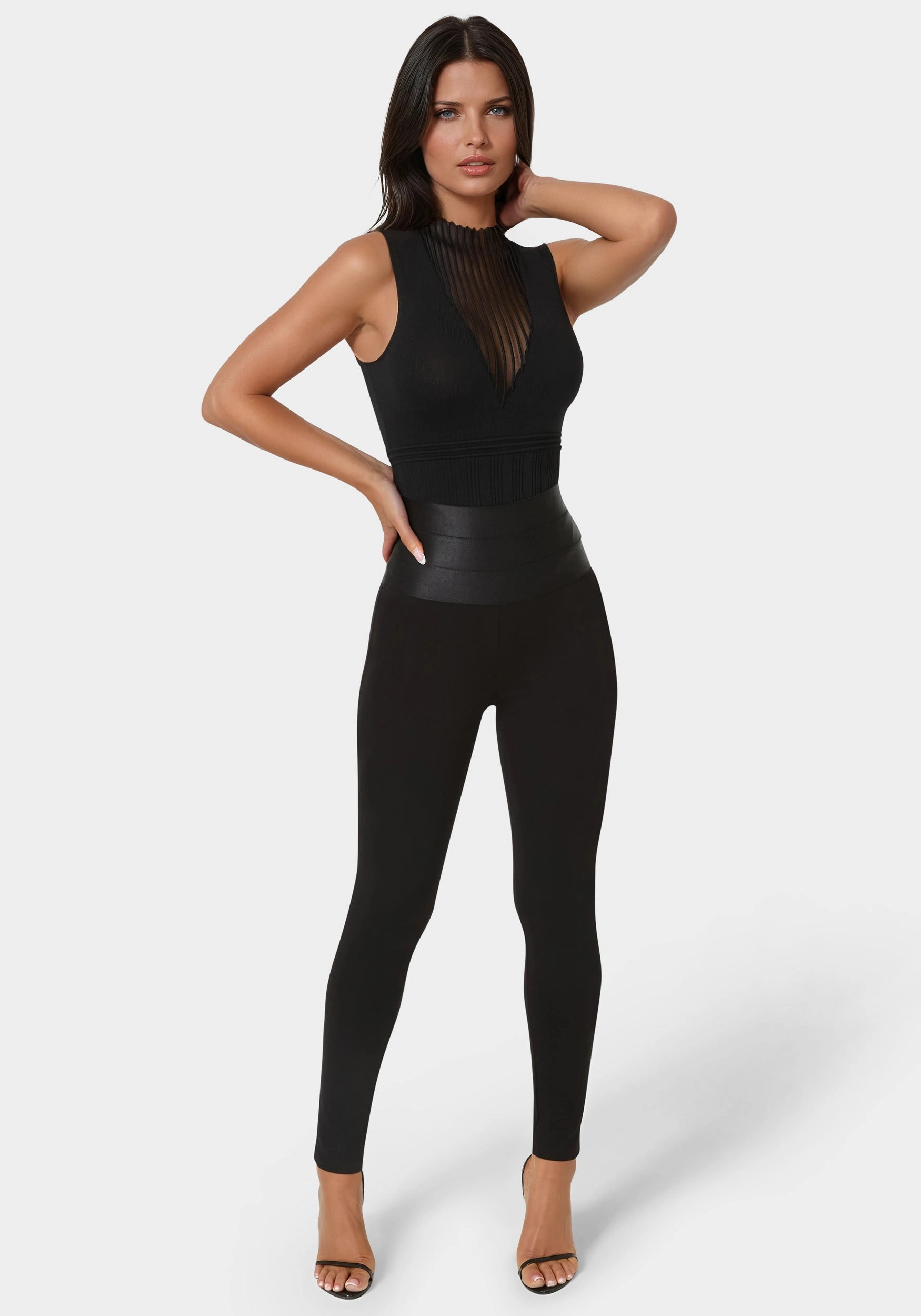 Satiny High Waist Leggings Short Premium Fit