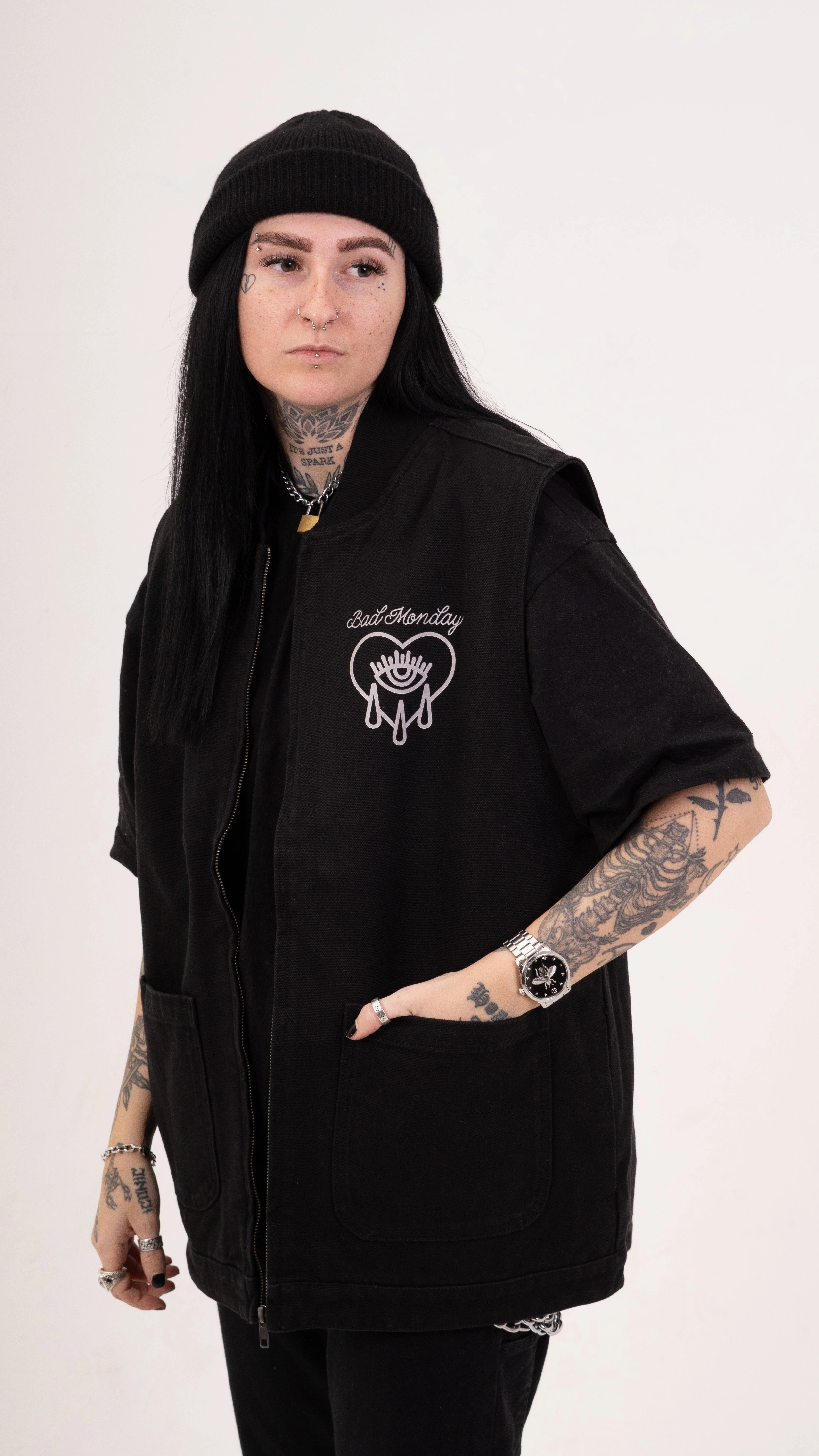 CH Canvas Vest Jacket Black Non Irritating Tags Durable Outer Shell