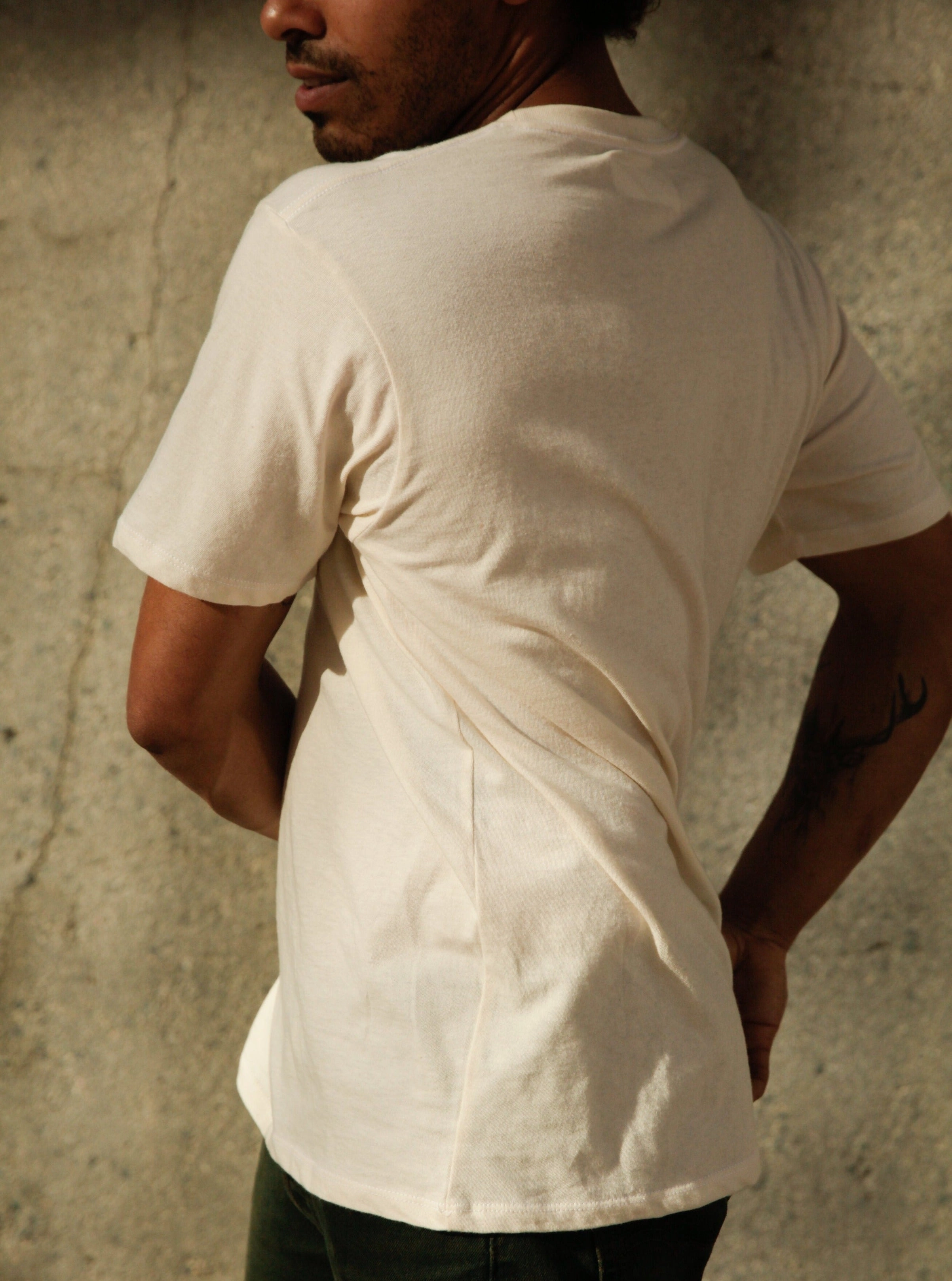 Men's Organic Crew Tee - Natural WrinkleFree Fabric Relaxed Top