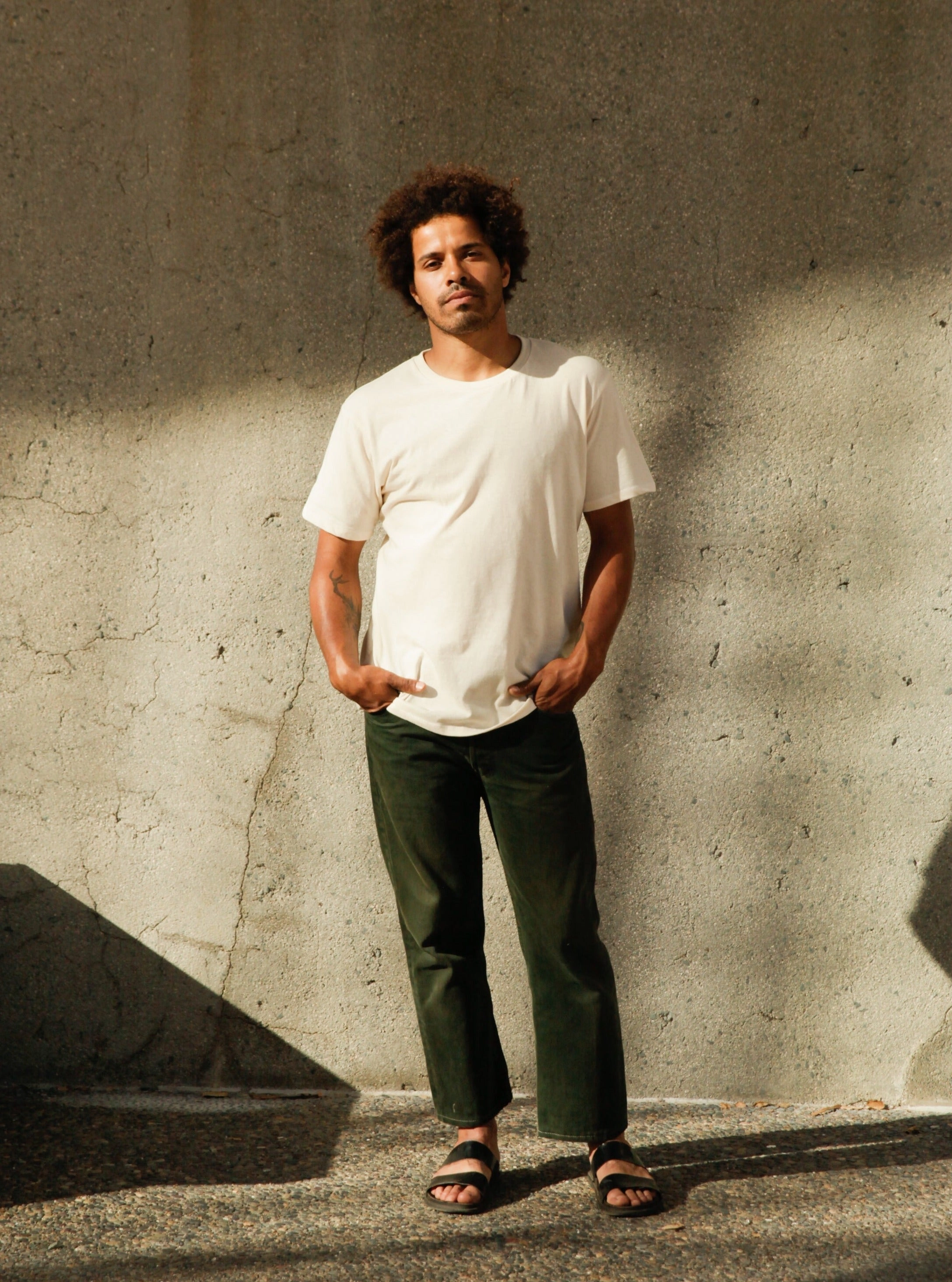 Men's Organic Crew Tee - Natural NonRestrictive Fit RelaxedNeckline